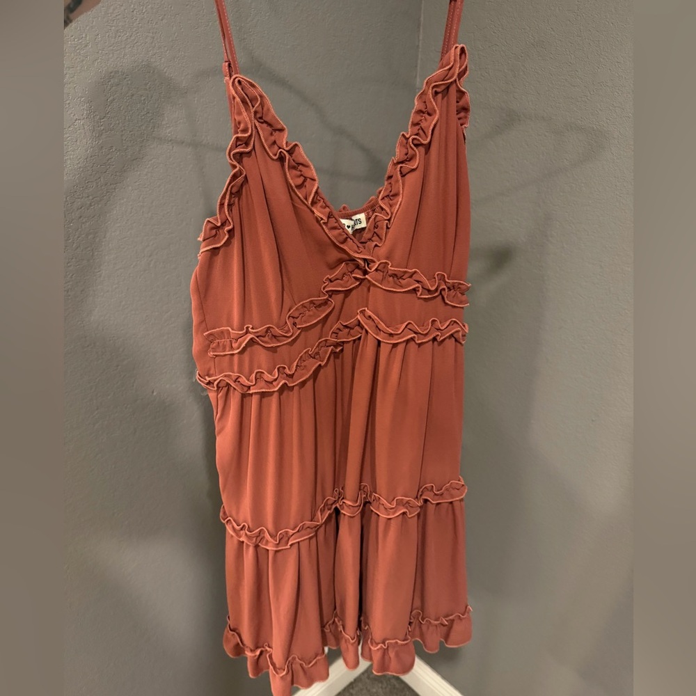 Inspired Hearts Ruffle V-Neck Camisole - Rusty Terracotta
